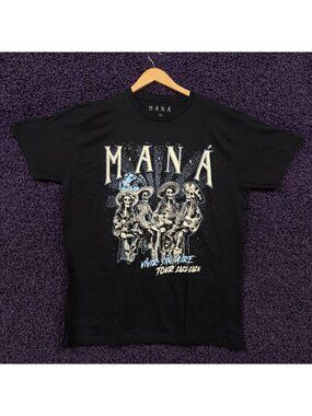 Mana Vivir Sin Aire 2025 Tour Skeleton Mariachi T-Shirt XL